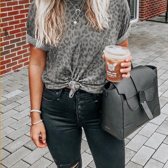 LAST 2! Gray Leopard Print Tee - Picture 2 of 6